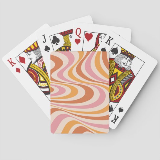Abstraktes, rosa und orangefarbenes Design Spielkarten (Rückseite)