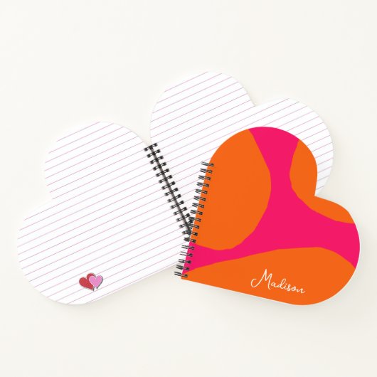 Abstraktes, rosa und orangefarbenes Muster mit bel Notizblock (Innenseite)