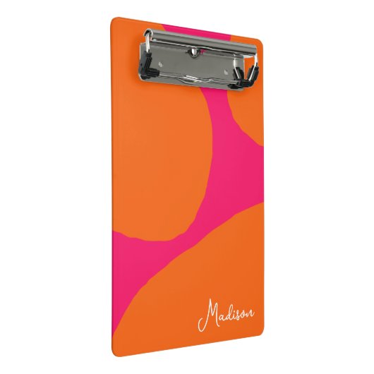 Abstraktes, rosa und orangefarbenes Muster mit Nam Mini Klemmbrett (Schrägansicht)