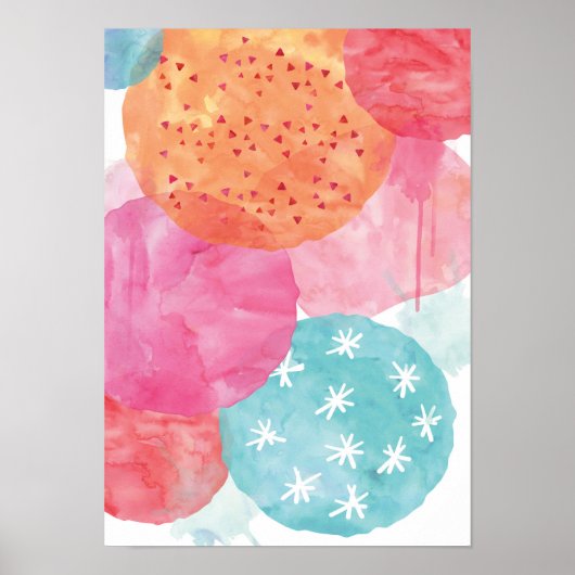 Abstraktes rosa und orangefarbenes Poster (Vorne)