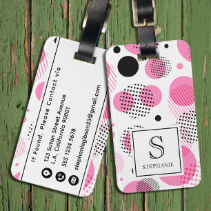 Abstraktes Rosa und Schwarzes Kreis-Punkte-Muster- Gepäckanhänger