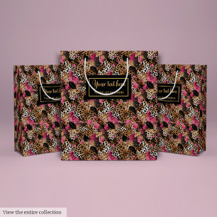 Abstraktes rosa und schwarzes Leopardenfell-Gesche Mittlere Geschenktüte