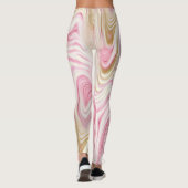 Abstraktes rosa und weißes Muster Leggings (Rückseite)