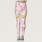 Abstraktes rosa und weißes Muster Leggings (Vorderseite)