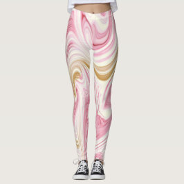 Abstraktes rosa und weißes Muster Leggings