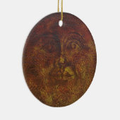 Abstraktes, rostbraunes Gesicht des Sonnenzeichens Keramikornament (Rechts)