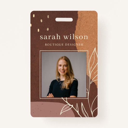 Abstraktes Rostrosa Orangefarbenes Blattfoliage Fo Ausweis (Vorderseite)