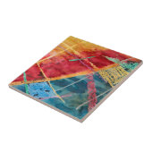 Abstraktes Rot-Gelb-Aquarellbild Fliese (Seite)