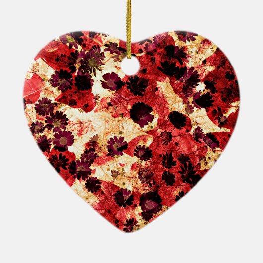 Abstraktes, rot-gelbes Farbmuster für die Blume Keramik Ornament (Hinten)