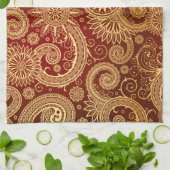 Abstraktes Rot-Gold-Blumenmuster Handtuch (Gefaltet)