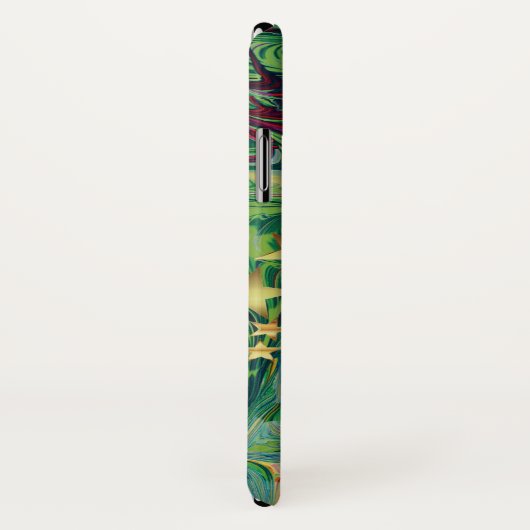 Abstraktes Rot-Grün-Gold-Sterne-Monogramm Case-Mate iPhone Hülle (Hinten/Rechts)