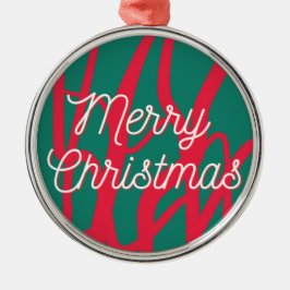 Abstraktes Rot Grün Persönliches Frohe Weihnachten Ornament Aus Metall