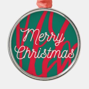 Abstraktes Rot Grün Persönliches Frohe Weihnachten Ornament Aus Metall