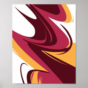 Abstraktes Rot, Maroon und Gelbe Dynamische Streif Poster