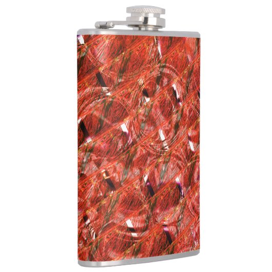 Abstraktes Rot mit Flecken und gekröntem Stil Flachmann (Rechts)