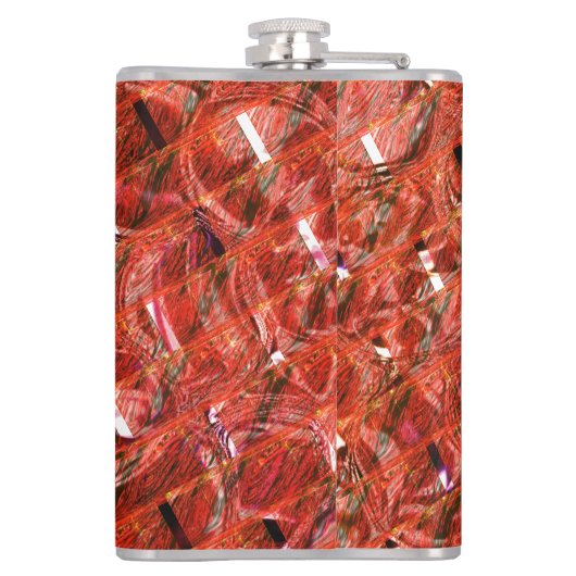 Abstraktes Rot mit Flecken und gekröntem Stil Flachmann (Rückseite)