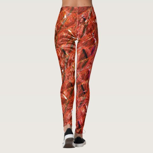 Abstraktes Rot mit Flecken und gekröntem Stil Leggings (Rückseite)