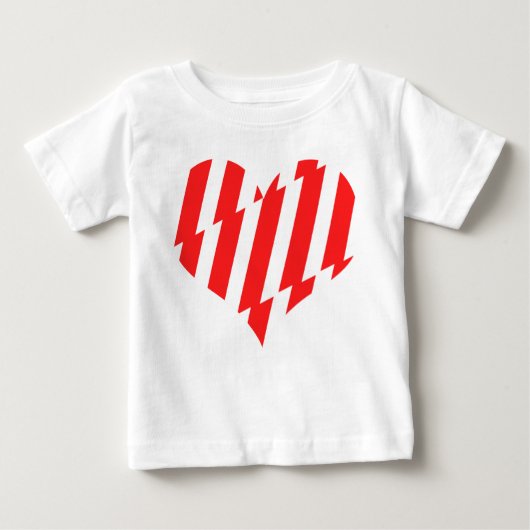 Abstraktes Rot n Weiße Streifen Herzstück Baby T-shirt (Vorderseite)