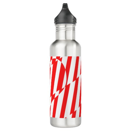 Abstraktes Rot n Weiße Streifen Herzstück Edelstahlflasche (Rechts)