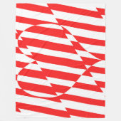 Abstraktes Rot n Weiße Streifen Herzstück Fleecedecke (Vorderseite)