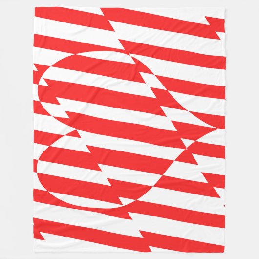 Abstraktes Rot n Weiße Streifen Herzstück Fleecedecke (Vorderseite)