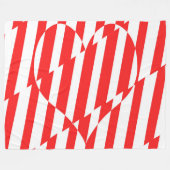 Abstraktes Rot n Weiße Streifen Herzstück Fleecedecke (Vorderseite (Horizontal))