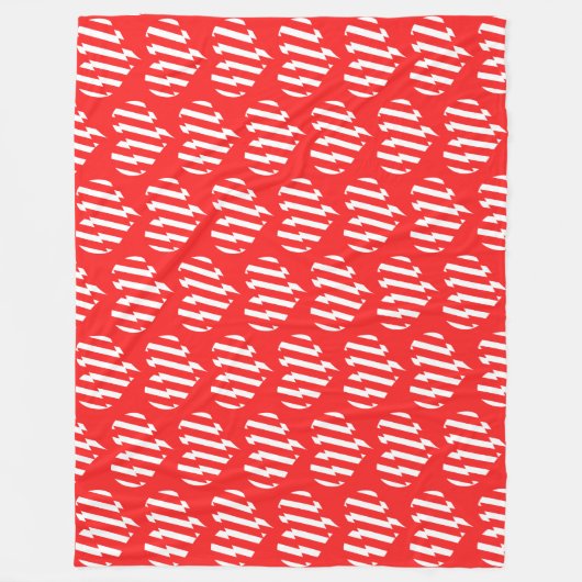 Abstraktes Rot n Weiße Streifen Herzstück Fleecedecke (Vorderseite)