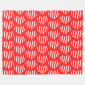 Abstraktes Rot n Weiße Streifen Herzstück Fleecedecke (Vorderseite (Horizontal))