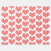 Abstraktes Rot n Weiße Streifen Herzstück Fleecedecke (Vorderseite (Horizontal))