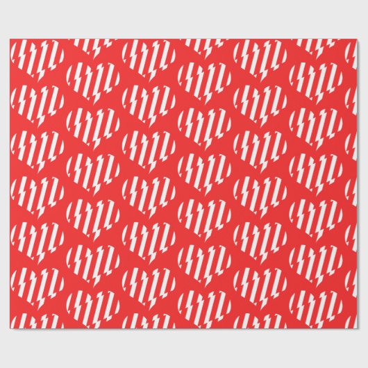 Abstraktes Rot n Weiße Streifen Herzstück Geschenkpapier (Flach)