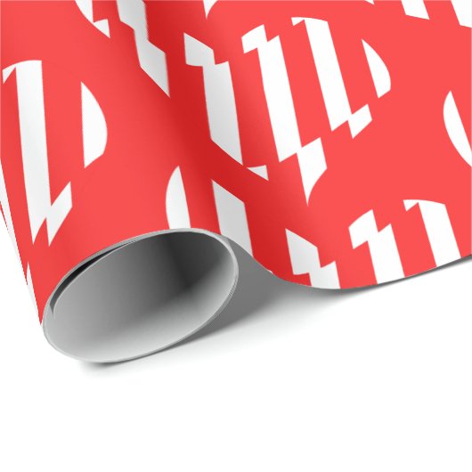 Abstraktes Rot n Weiße Streifen Herzstück Geschenkpapier (Rolleneckpunkt)