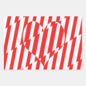 Abstraktes Rot n Weiße Streifen Herzstück Geschenkpapier Set (Vorderseite 3)