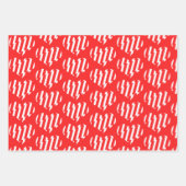 Abstraktes Rot n Weiße Streifen Herzstück Geschenkpapier Set (Vorderseite 2)