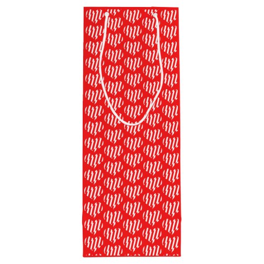 Abstraktes Rot n Weiße Streifen Herzstück Geschenktüte Für Weinflaschen (Rückseite)