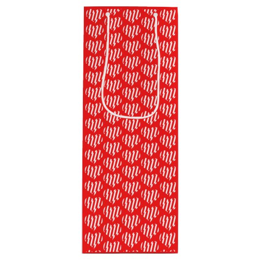 Abstraktes Rot n Weiße Streifen Herzstück Geschenktüte Für Weinflaschen (Vorderseite)