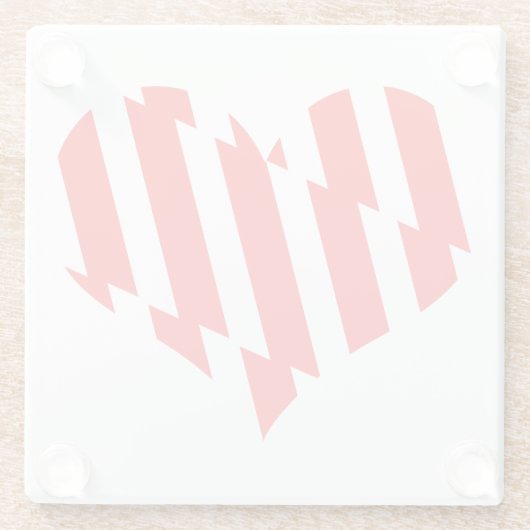 Abstraktes Rot n Weiße Streifen Herzstück Glasuntersetzer (Rückseite)