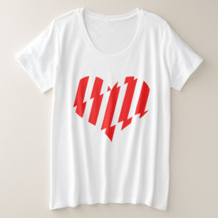 Abstraktes Rot n Weiße Streifen Herzstück Große Größe T-Shirt