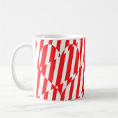 Abstraktes Rot n Weiße Streifen Herzstück Kaffeetasse (Links)