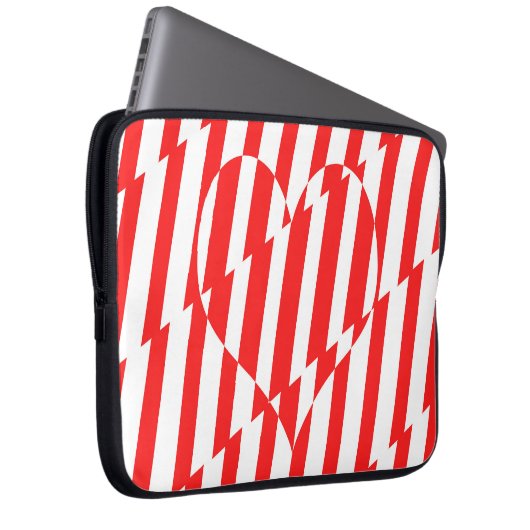 Abstraktes Rot n Weiße Streifen Herzstück Laptopschutzhülle (Vorne Rechts)
