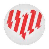 Abstraktes Rot n Weiße Streifen Herzstück Schneidebrett (Vorderseite)