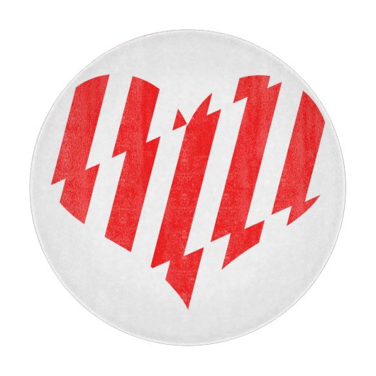 Abstraktes Rot n Weiße Streifen Herzstück Schneidebrett (Vorderseite)