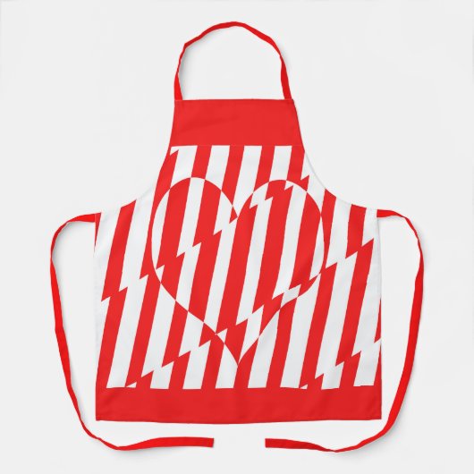 Abstraktes Rot n Weiße Streifen Herzstück Schürze (Vorderseite)