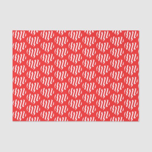 Abstraktes Rot n Weiße Streifen Herzstück Seidenpapier (Vorderseite)