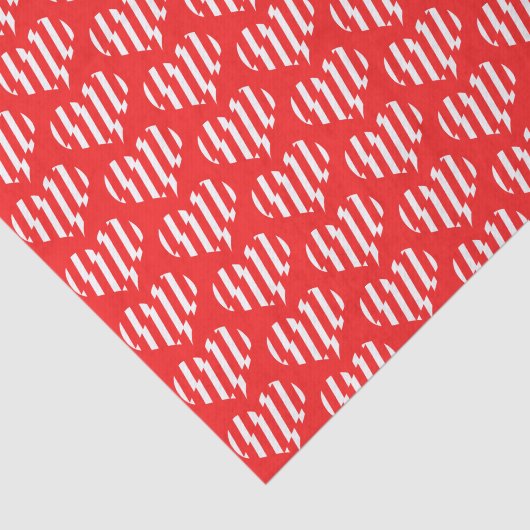 Abstraktes Rot n Weiße Streifen Herzstück Seidenpapier (Ausschnitt)