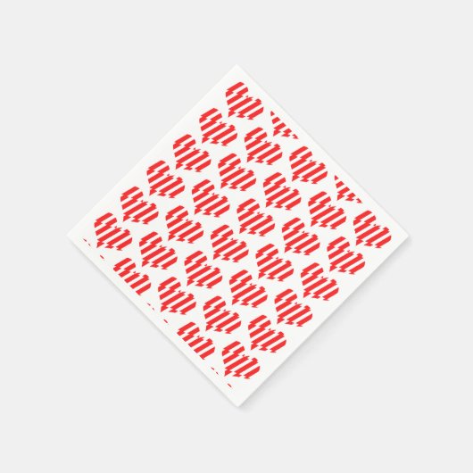 Abstraktes Rot n Weiße Streifen Herzstück Serviette (Ecke)