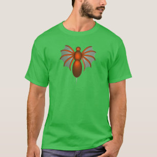 Abstraktes rot-oranges Fledermaus-Kreatur-Grafik T-Shirt