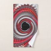 Abstraktes Rot-Schwarz-Weiß-Fraktal Badhandtuch Set (Handtuch)