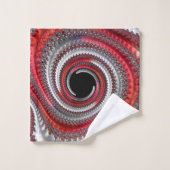 Abstraktes Rot-Schwarz-Weiß-Fraktal Badhandtuch Set (Waschlappen)