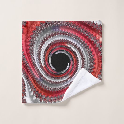 Abstraktes Rot-Schwarz-Weiß-Fraktal Badhandtuch Set (Waschlappen)