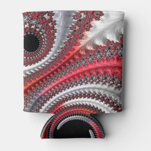 Abstraktes Rot-Schwarz-Weiß-Fraktal Dosenkühler (Vorderseite)
